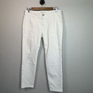 Current Elliot Pants The Seamed Army Buddy Trouser White Basic USA Made Women 28